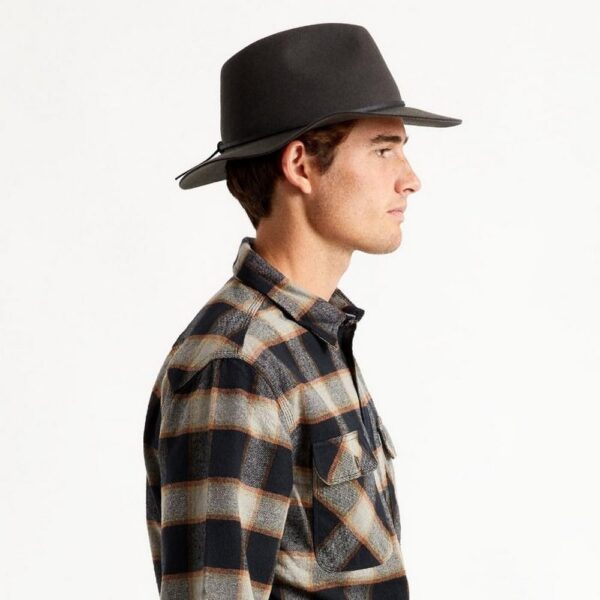 Cappello Fedora Brixton Wesley Nero Pieghevole Unisex Adulto-2