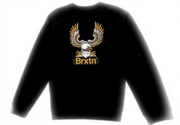 Felpa Brixton Merrick Girocollo Uomo Nero Cotone Riciclato