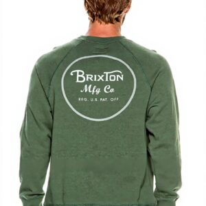 Brixton Felpa Uomo Cotone Collo Rotondo Cipressa