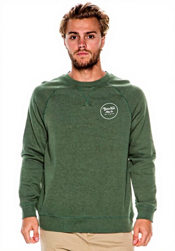 Brixton Felpa Uomo Cotone Collo Rotondo Cipressa