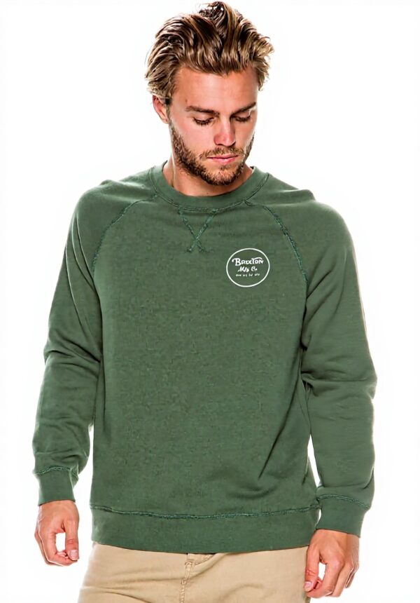 Brixton Felpa Uomo Cotone Collo Rotondo Cipressa