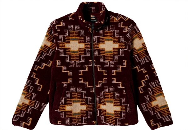 Giacca in pile artico uomo Brixton collo alto Cabernet