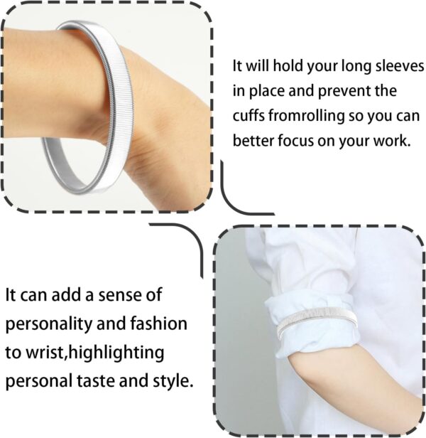 Bracciali elastici metallo reggi camicia uomo antiscivolo-3