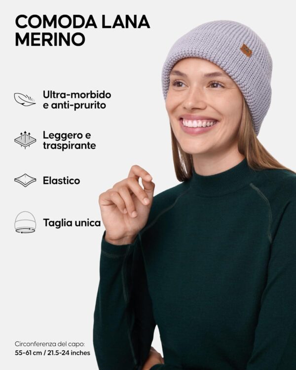 Berretto in Lana Merino Uomo Donna Taglia Unica Nero Grigio-1
