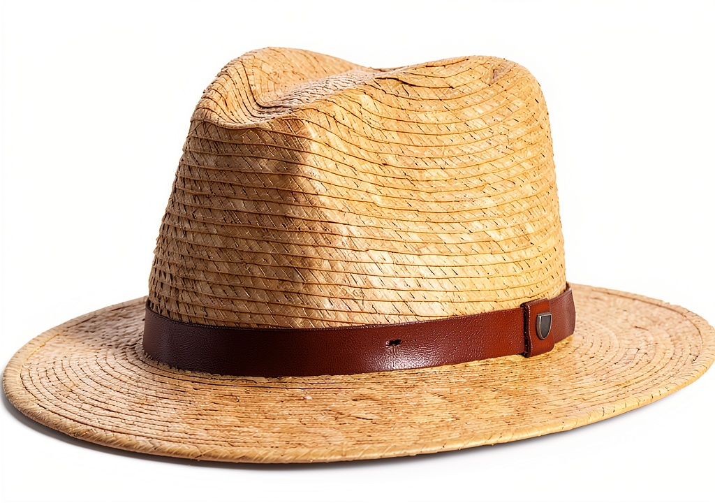 'Brixton Messer Straw Fedora indossato in un giardino soleggiato'