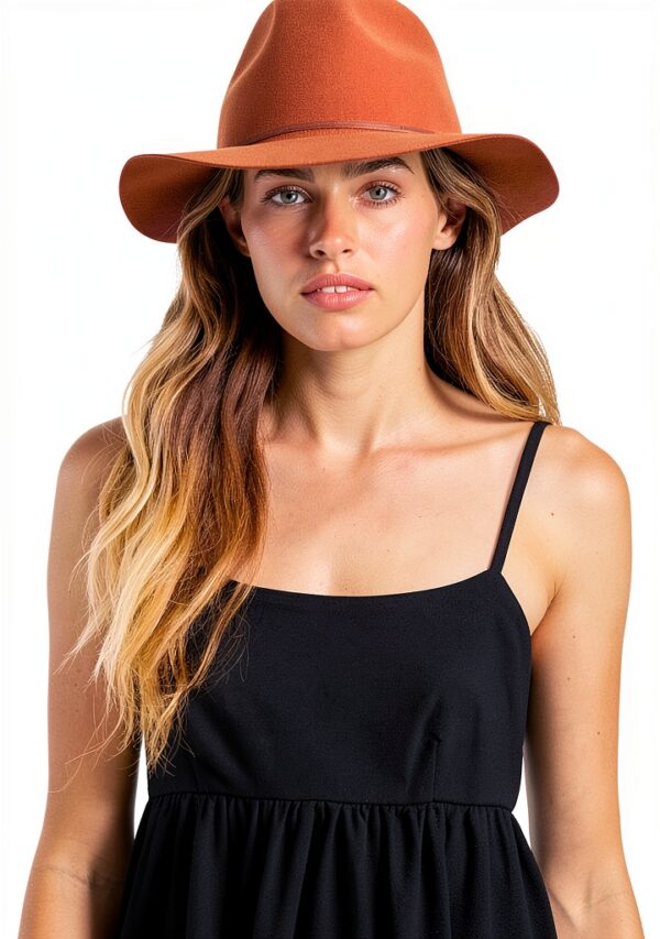 Brixton Fedora Uomo Caramello Feltro Lana Wesley Ripiegabile