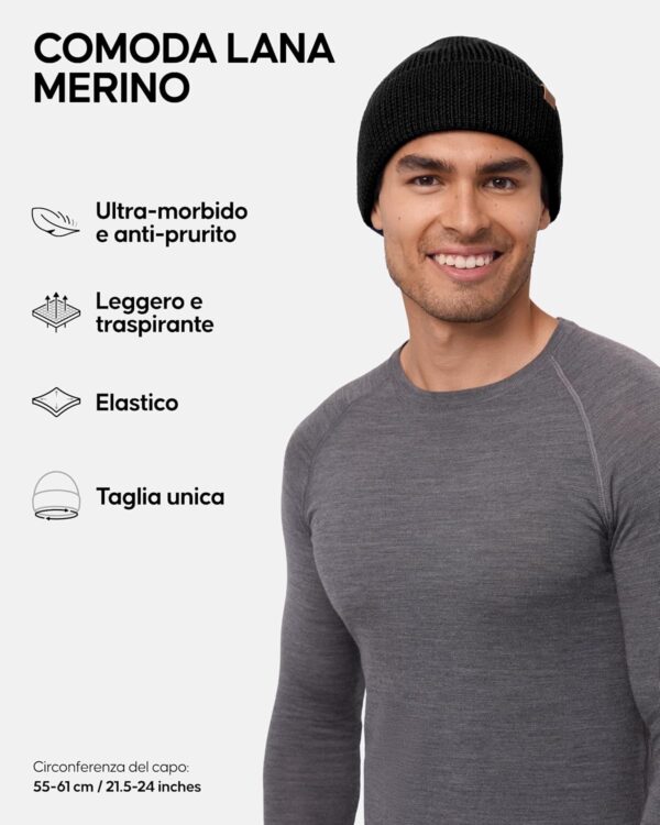 Berretto in lana Merino unisex taglia unica comodo e-1