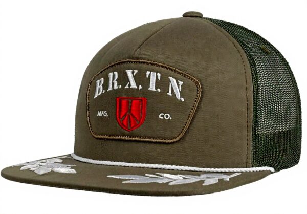 Cappellino Baseball Brixton Trucker Peace Shield Oliva Uomo
