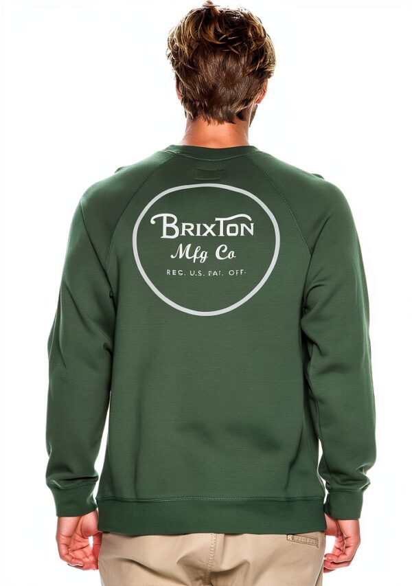 BRIXTON Felpa Uomo Cotone Poliestere Verde Grigio