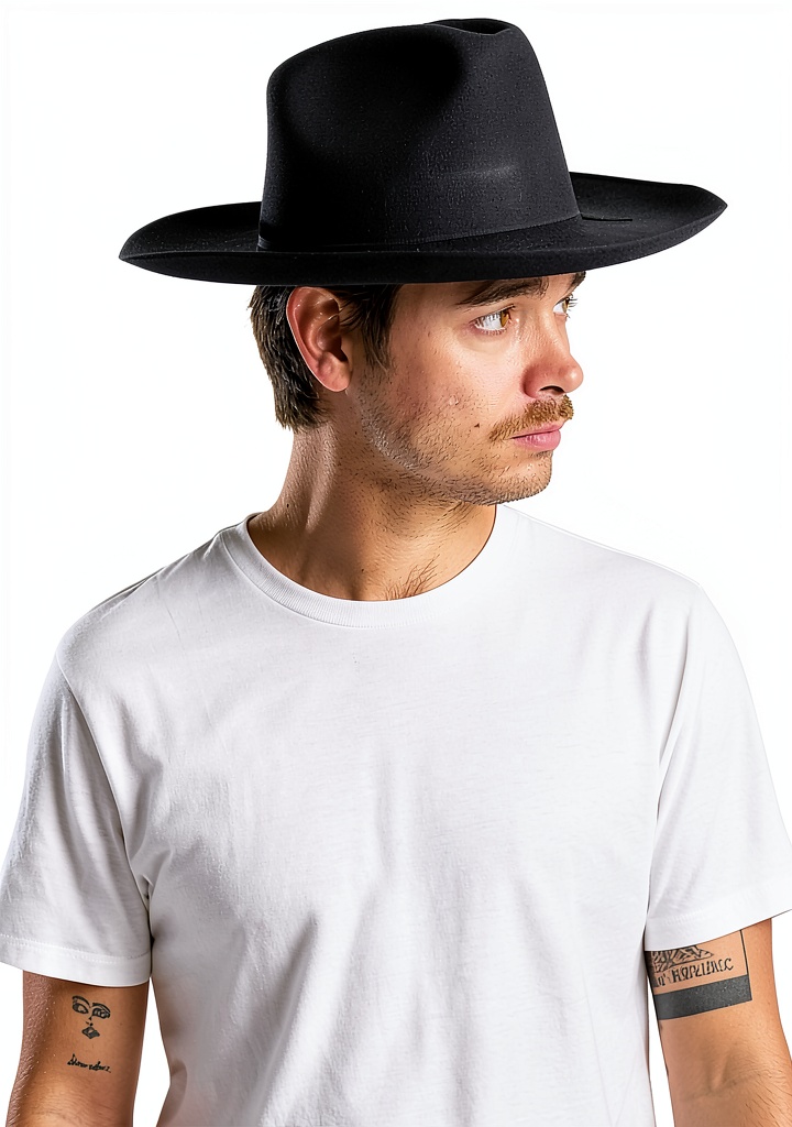 Donna e uomo che indossano il Cappello Cowboy Brixton Feltro Lana Nero in un ambiente country chic