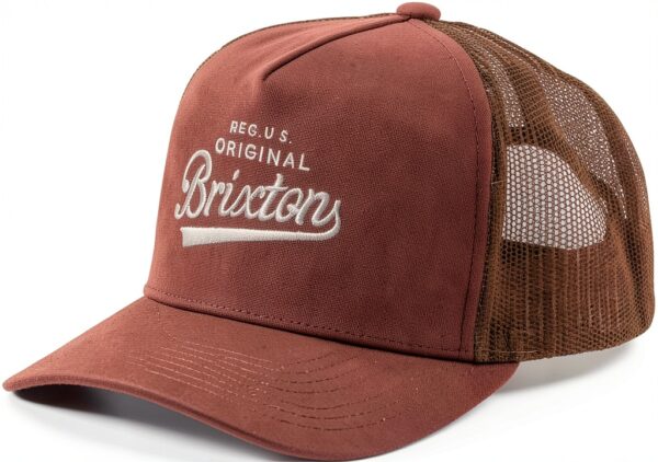 Brixton Baseball Uomo Cappellino Rete Ricamo Seppia Nero