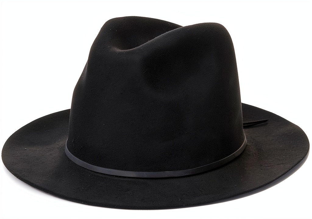 'Cappello Brixton in feltro con cinturino in pelle su sfondo neutro'