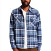 Camicia button-down uomo Brixton plaid, lana vegana, Nero/Carbone-4