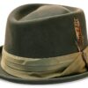cappello pork pie Brixton in lana nero e verde, modello STOUT-0