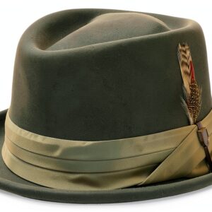 cappello pork pie Brixton in lana nero e verde, modello STOUT-0