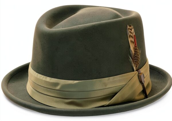 cappello pork pie Brixton in lana nero e verde, modello STOUT-0