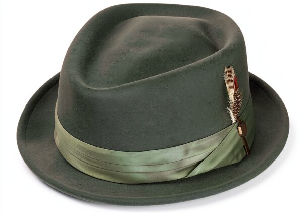 cappello pork pie Brixton in lana nero e verde, modello STOUT-3