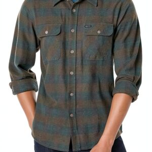 Camicetta uomo BRIXTON colletto button-down nero/carbone, vestibilità-0