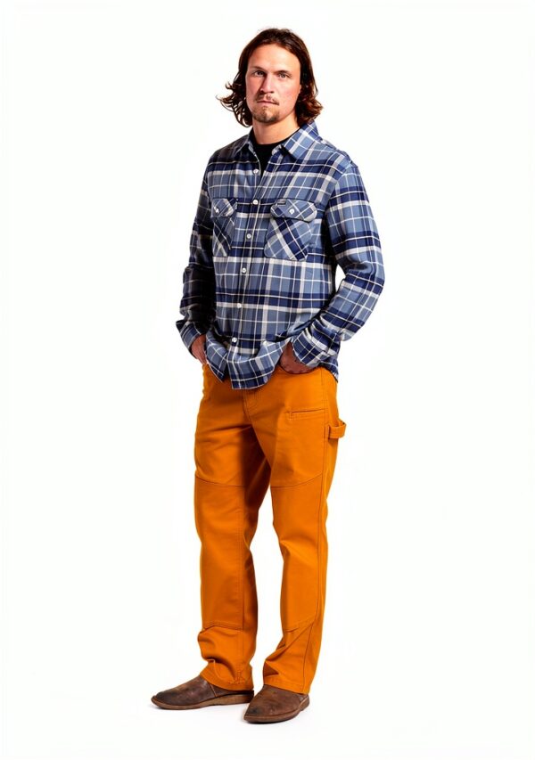 Camicia button-down uomo Brixton plaid, lana vegana, Nero/Carbone-2