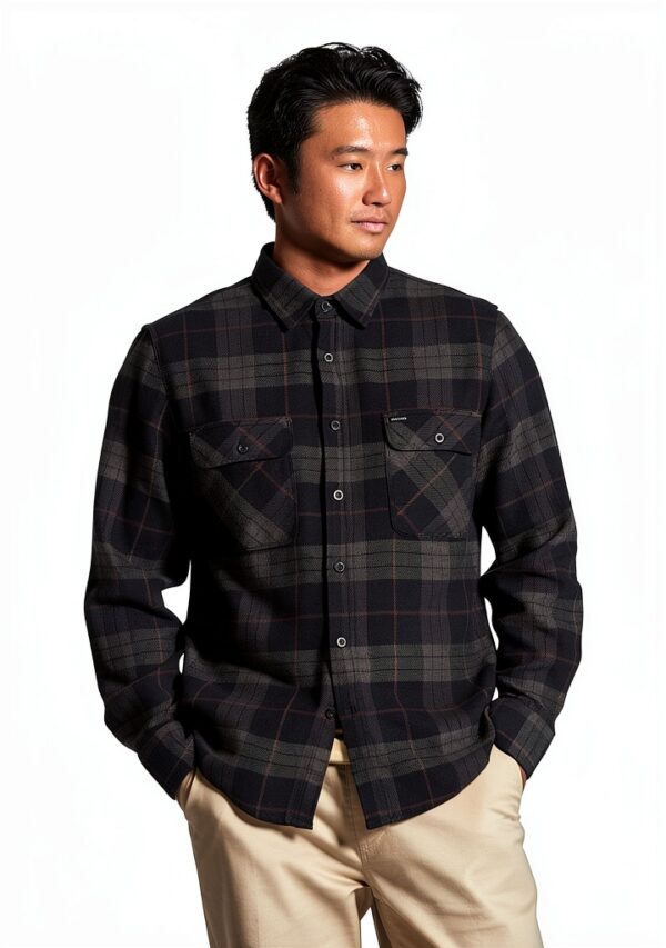 Brixton Camicia Uomo Nero Carbone Botton-down Vestibilità XXL-1
