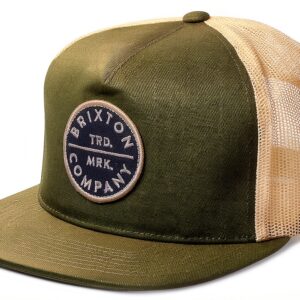 Brixton Pledge Mesh Snapback Trucker Cappellino Uomo Verde Oliva-0