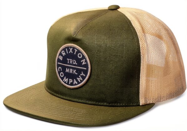 Brixton Pledge Mesh Snapback Trucker Cappellino Uomo Verde Oliva-0