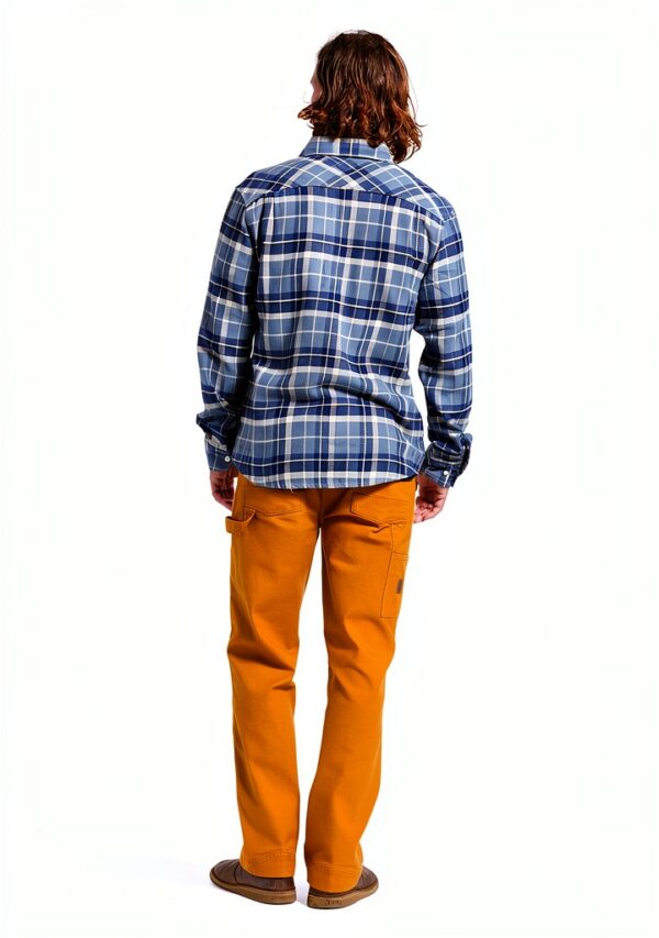 Camicia button-down uomo Brixton plaid, lana vegana, Nero/Carbone-3