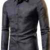 Camicia elegante da uomo a maniche lunghe Slim fit senza stiratura-0