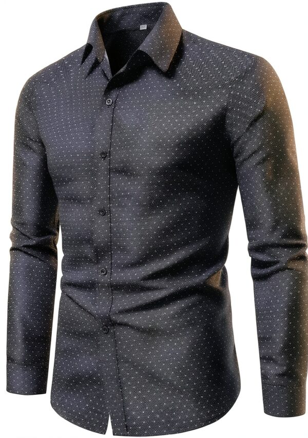Camicia elegante da uomo a maniche lunghe Slim fit senza stiratura-0