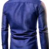 Camicia elegante da uomo a maniche lunghe senza stiratura colore blu-1