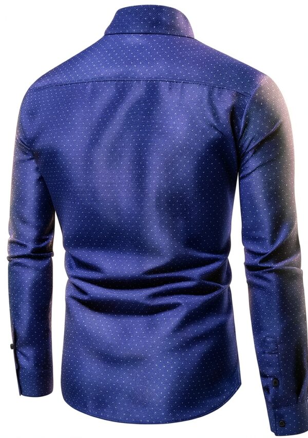 Camicia elegante da uomo a maniche lunghe senza stiratura colore blu-1