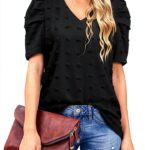 Camicetta chiffon donna Elegante a manica corta con scollo V - MQYXGS-0