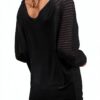 Top a Maniche Lunghe Trasparente MQYXGS Donna Oversize Tinta Unita-2