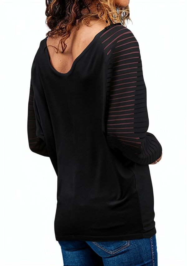 Top a Maniche Lunghe Trasparente MQYXGS Donna Oversize Tinta Unita-2