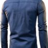 Camicia Casual Uomo Cotone Maniche Lunghe Colletto a Fascia-1