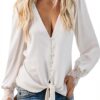 Camicie da Donna a Maniche Lunghe MQYXGS Top Elegante in Pizzo Rosa-0