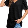 Camicetta chiffon donna Elegante a manica corta con scollo V - MQYXGS-1