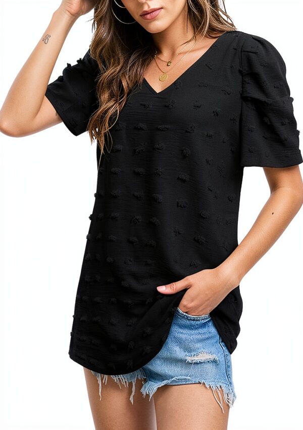 Camicetta chiffon donna Elegante a manica corta con scollo V - MQYXGS-1