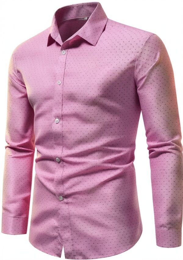 Camicia elegante da uomo a maniche lunghe slim fit senza stiratura-0