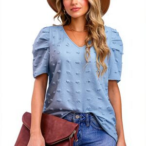 Camicetta chiffon donna MQYXGS elegante manica corta V scollo rosa XXL-0