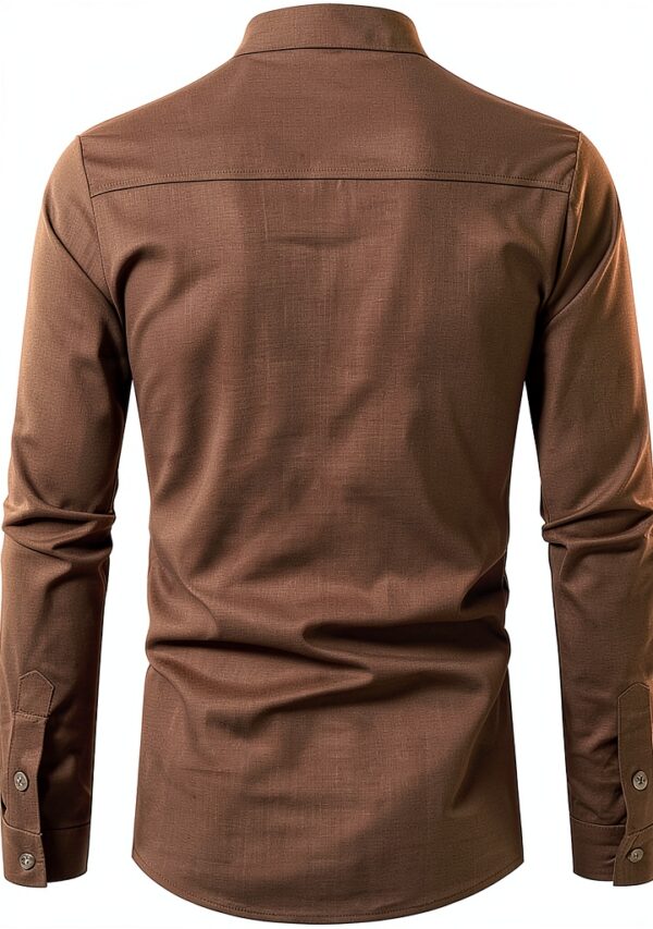 Camicia di Lino da Uomo Henley a Maniche Lunghe in Cotone – 28,37€-2