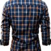 Camicia Elegante Scozzese Uomo Slim Fit Maniche Lunghe Colletto Bavero-1