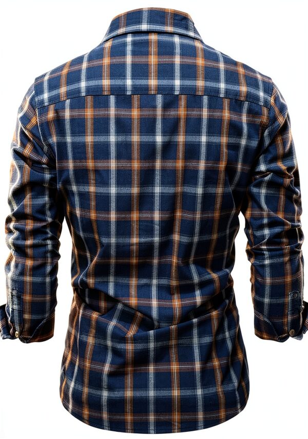 Camicia Elegante Scozzese Uomo Slim Fit Maniche Lunghe Colletto Bavero-1