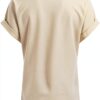 Camicia Casual da Donna in Tinta Unita con Scollo a V e Bottoni a Maniche Corte in Maglia con giunture Maglie Particolari Invernali Traspirante Leggera Donna Maglietta-3