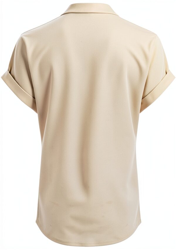 Camicia Casual da Donna in Tinta Unita con Scollo a V e Bottoni a Maniche Corte in Maglia con giunture Maglie Particolari Invernali Traspirante Leggera Donna Maglietta-3