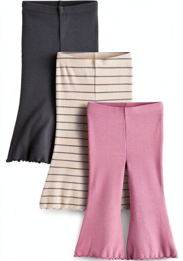 NEXT Ragazza Confezione 3 Leggings Svasati a Coste-0