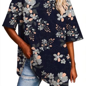 T-Shirt Oversize a Maniche Corte da Donna con Stampa, Tuniche morbide, Girocollo, Casual, morbide, Top Maglietta Scritta Personalizzata Maglietta Coreana Donna T-Shirt Donna Bianca-0