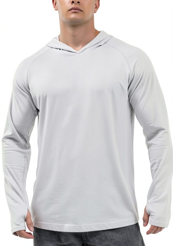 Felpe con Cappuccio da Uomo Protezione Solare Performance T-Shirt a Maniche Lunghe Felpe con Cappuccio da Esterno Rash Vest Rashguard Camicie Corsa Palestra Top Ciclismo Allenamento Top Sportivo-0
