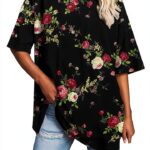 T-Shirt Oversize a Maniche Corte da Donna con Stampa, Girocollo,-0