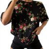 T-Shirt Oversize a Maniche Corte da Donna con Stampa, Girocollo,-1